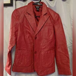Red Leather Jacket - size 4P